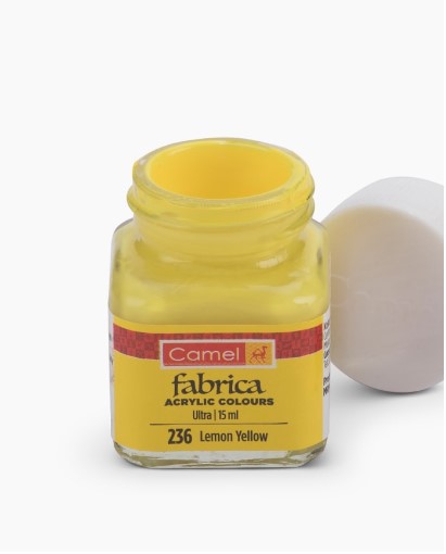 Camel Fabrica Acrylic Colours, Individual bottle of Lemon Yellow in 15 ml